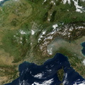 Photo satellite NASA - Switzerland-France  de la Normandie   la Corse  Alpes  contrast e 